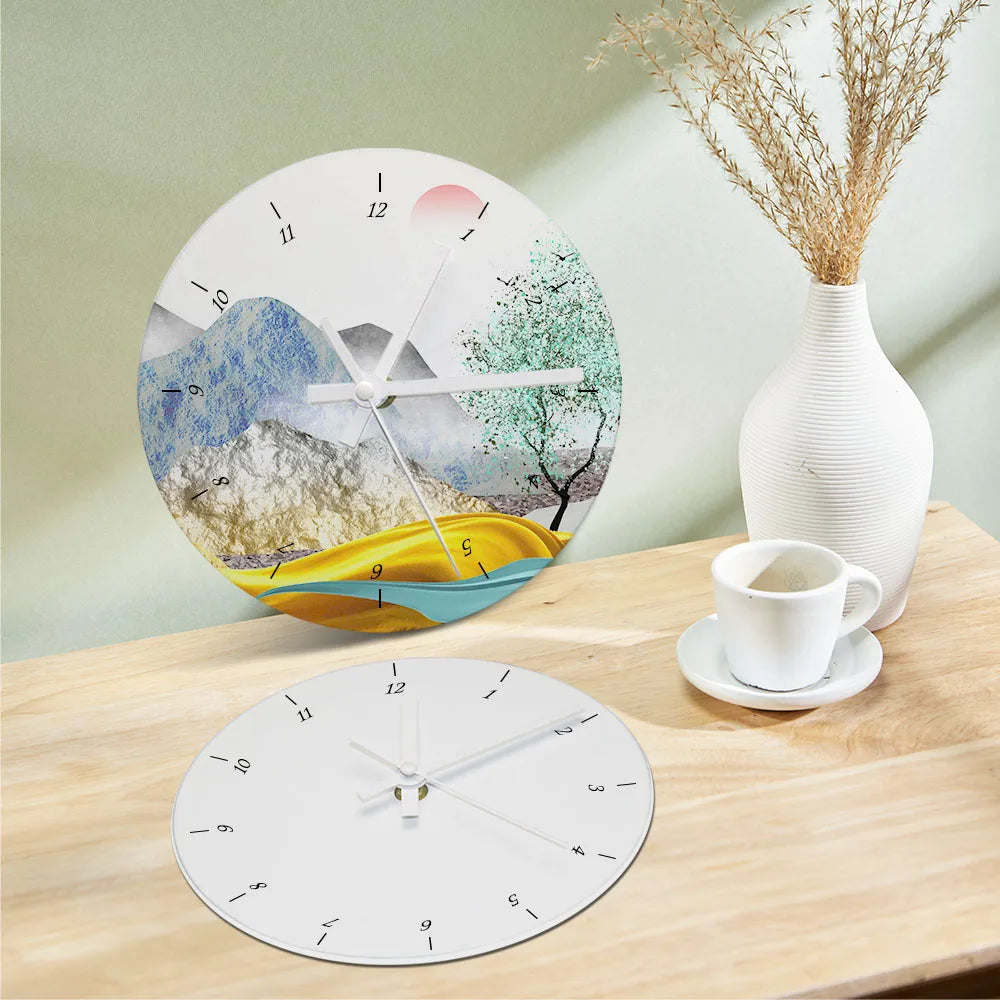 Commercial-Grade Sublimation Wall Clock - Custom Printed Tempered Glass Blank Photo Frame for Office Bedroom Living Room