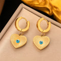 Wholesale New Stainless Steel Personalized Retro Love Fashion Simple Flower Heart Star Blue Eye Earrings