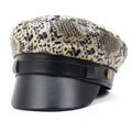 Women Sailor Hat Peaked Beret Cap Warm Newsboy Cap Stylish Snakeskin Visor Hats