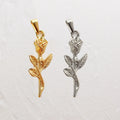 Vintage 18k Gold Rose Pendant 30mm Boho Style Flower Jewelry Women Girl Stainless Steel Rose Pendant Necklace