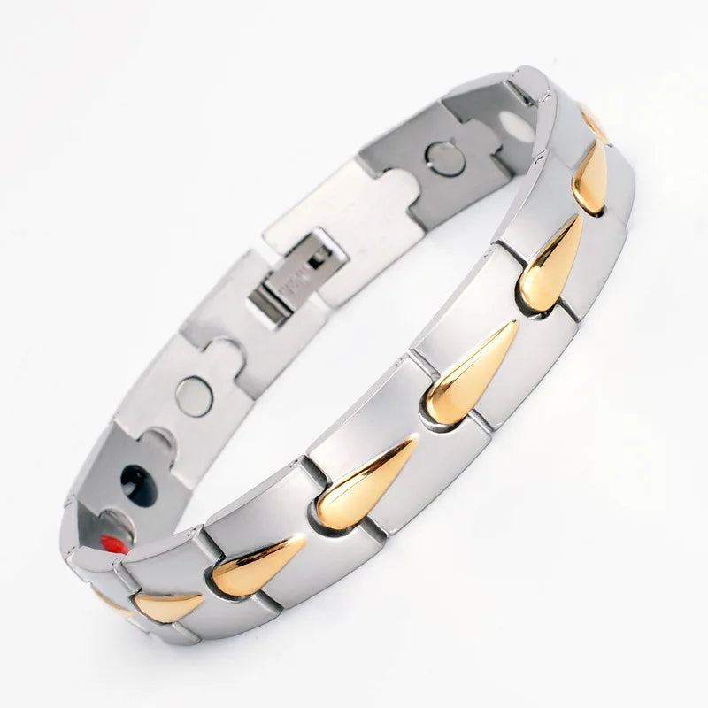 Stainless Steel Black Gold Man's Germanium Magnetic Negative Ion Woman's Bangle Men's Titanium Bracelet