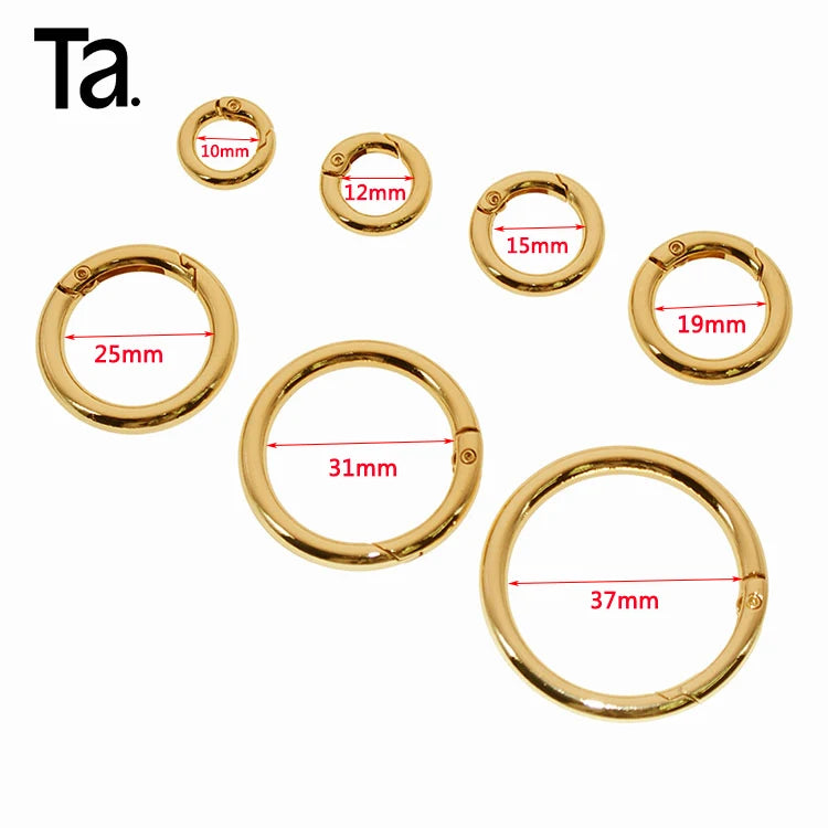 TANAI Wholesale Custom logo Zinc Alloy Gold Metal Spring Gate Ring O Ring Buckle  for Handbag Hardware Accessories