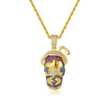 JINSE Hip-Hop Men Pendant Necklace Wear Women Face Colorful Gold Plated Jewelry Wholesale