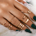 Fashion Bohemian Vintage Gold Cross Geometric Joint Ring Set for Women