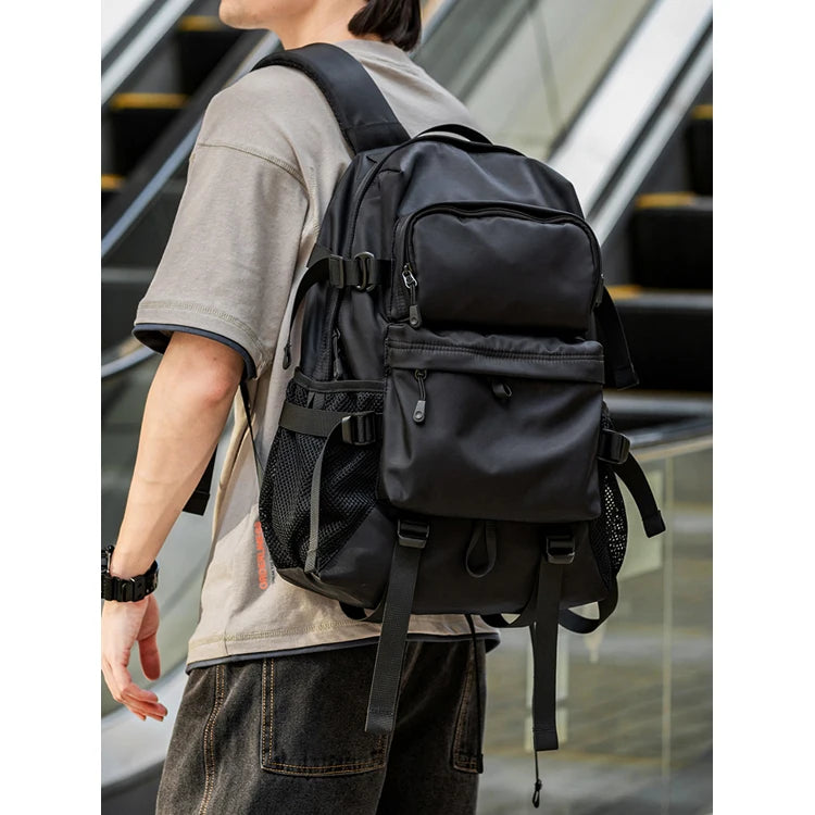 Japanese Style Custom Anti-Theft Waterproof Laptop Backpack for Men Geometric Zipper Cool Capacious School Bag OEM Fashionable
