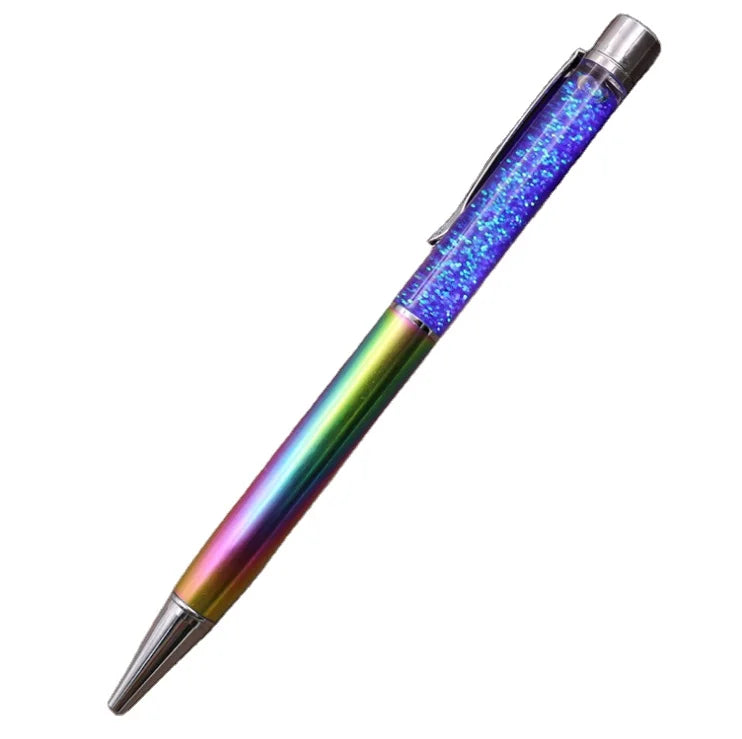 Hot Selling 1.0mm Blue Black Glitter QuickSand Ballpoint Pen Smooth Writing Business Style Metal Liquid Pen Fashion Promotion