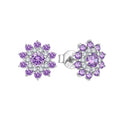 YILUN Charming Purple CZ Stone 925 Sterling Silver Rhodium Plated Flower Stud Earrings for Women