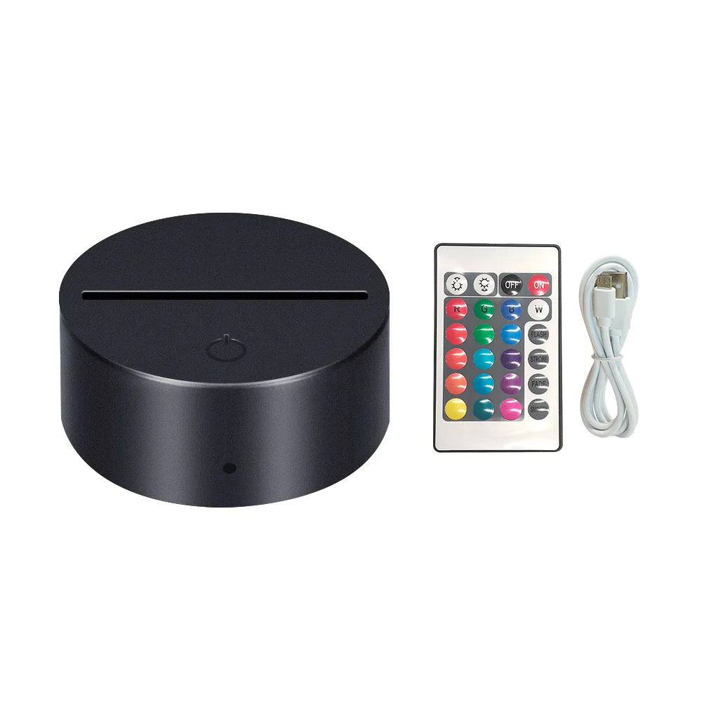 Wholesale RGB Acrylic 3D LED Night Light Creative 3D Signs Illusion USB-powered Lamp with Remote Control for Bedroom
