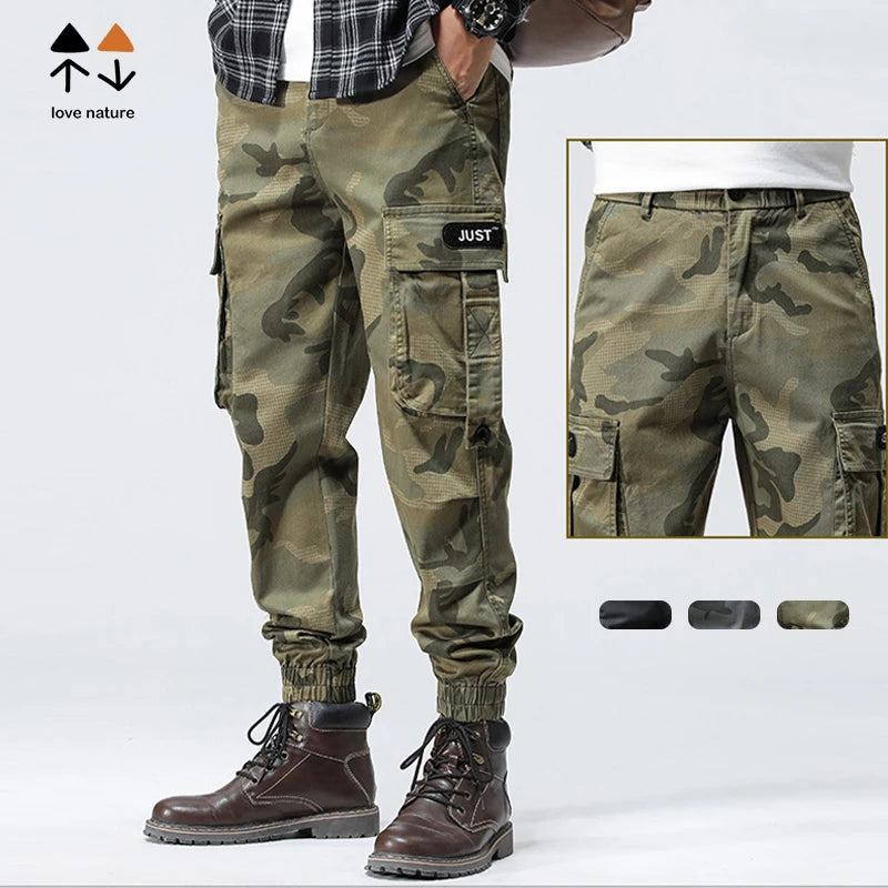 Wholesale Fashion Men's Camouflage Outdoors Cotton Breathable Camo Hiking Trousers Multi-pockets Cargo Pants for Autumn