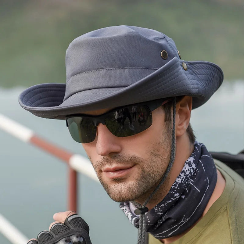 UPF 50+ Beach Hat Wide Brim Sun Protection Hat Mens Bucket Hat with UV Protection for Hiking