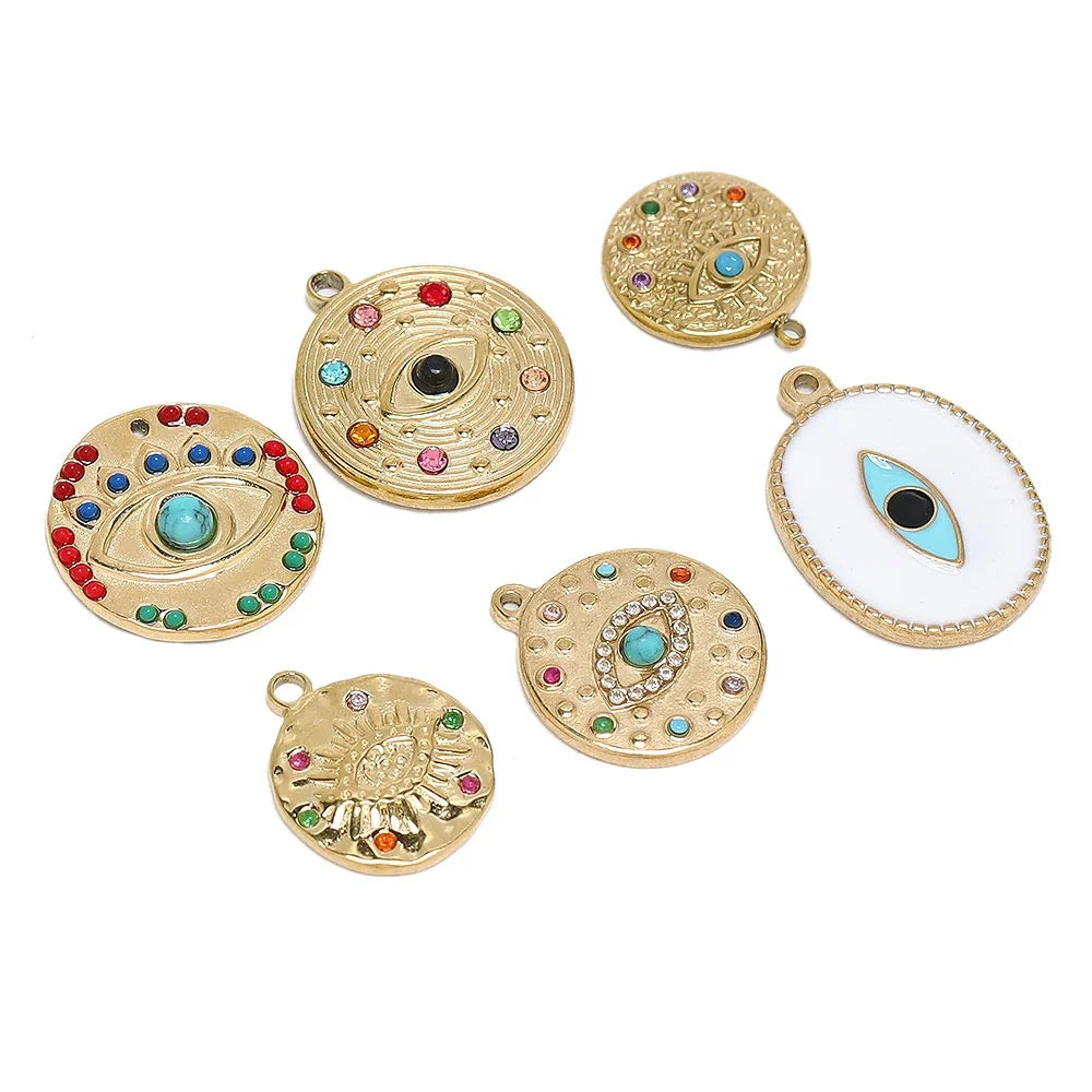 Dripping Oil Microinlaid Zircon Necklace Small Pendant Diy Round Diamond-Inlaid Bracelet Jewelry Accessories
