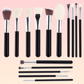 High Grade 15PCS Black Luxury Makeup Brush Set Kit Wholesale Wood Handle Private Label Foundation Cosmetic Makeup Brushes