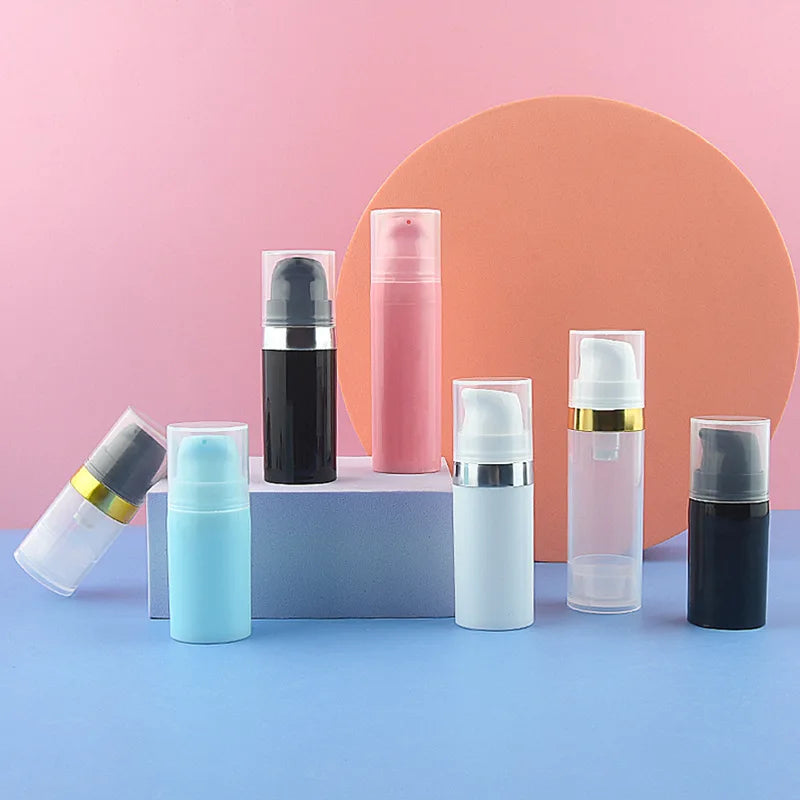 2024 New Airless Pump Cosmetic Packaging 5ml 10ml 15ml PP Plastic Bottle Lotion Skin Care Serum Cream Face Eye Facial Cleanser