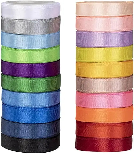 1/4 1/2 3/4 1 1.5 Inch Factory Wholesale Mother's Day Solid Color Gift Red Yellow Blue Green Black White Satin Ribbon