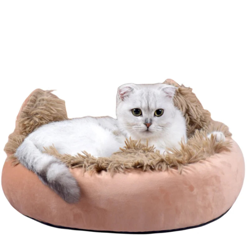 Luxury Plush Bed Pet Winter Warm Cozy Cave Pet Bed with Removable Washable Cover Pet Calming Bed