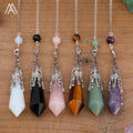 Healing Crystal Chakra Pendulum for Jewelry Making  Natural Stone Point Pendant Pendulums Chain DIY Gift