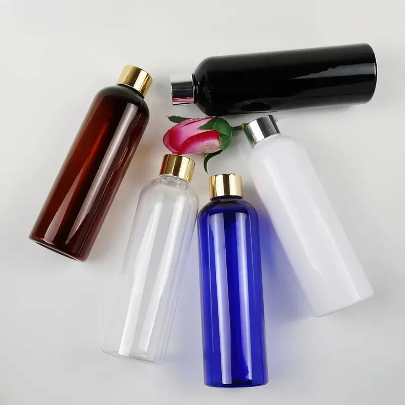 24 Teeth 100ml PET Plastic Packaging Round Shoulder Capping Bottle for Emulsion Water and Cosmetics Aluminum Disc Top Cover