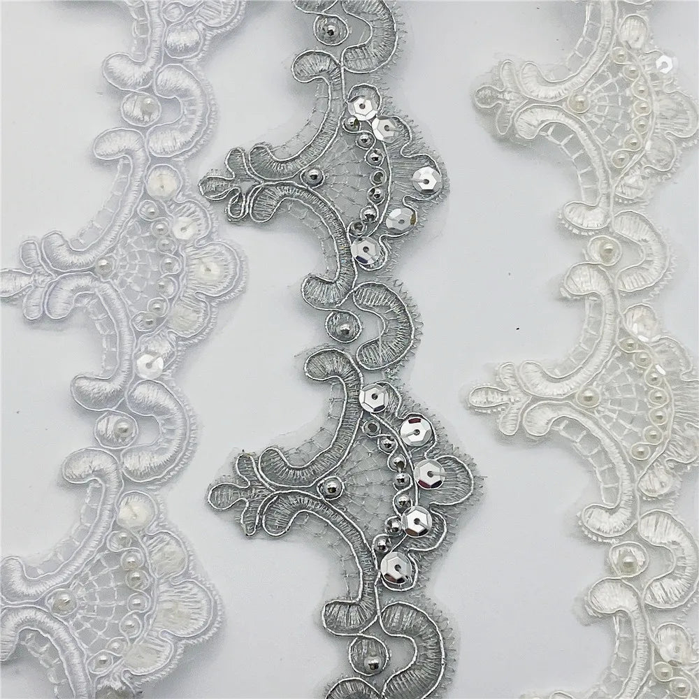 Wholesale Hot Selling Beaded Embroidered Venise Floral Wedding Edging Bridal Lace Trim