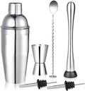 6-Piece Premium Stainless Steel Eco-Friendly Cocktail Shaker Set Stand Professional Bartending Tools Kit Bar Accessories Home