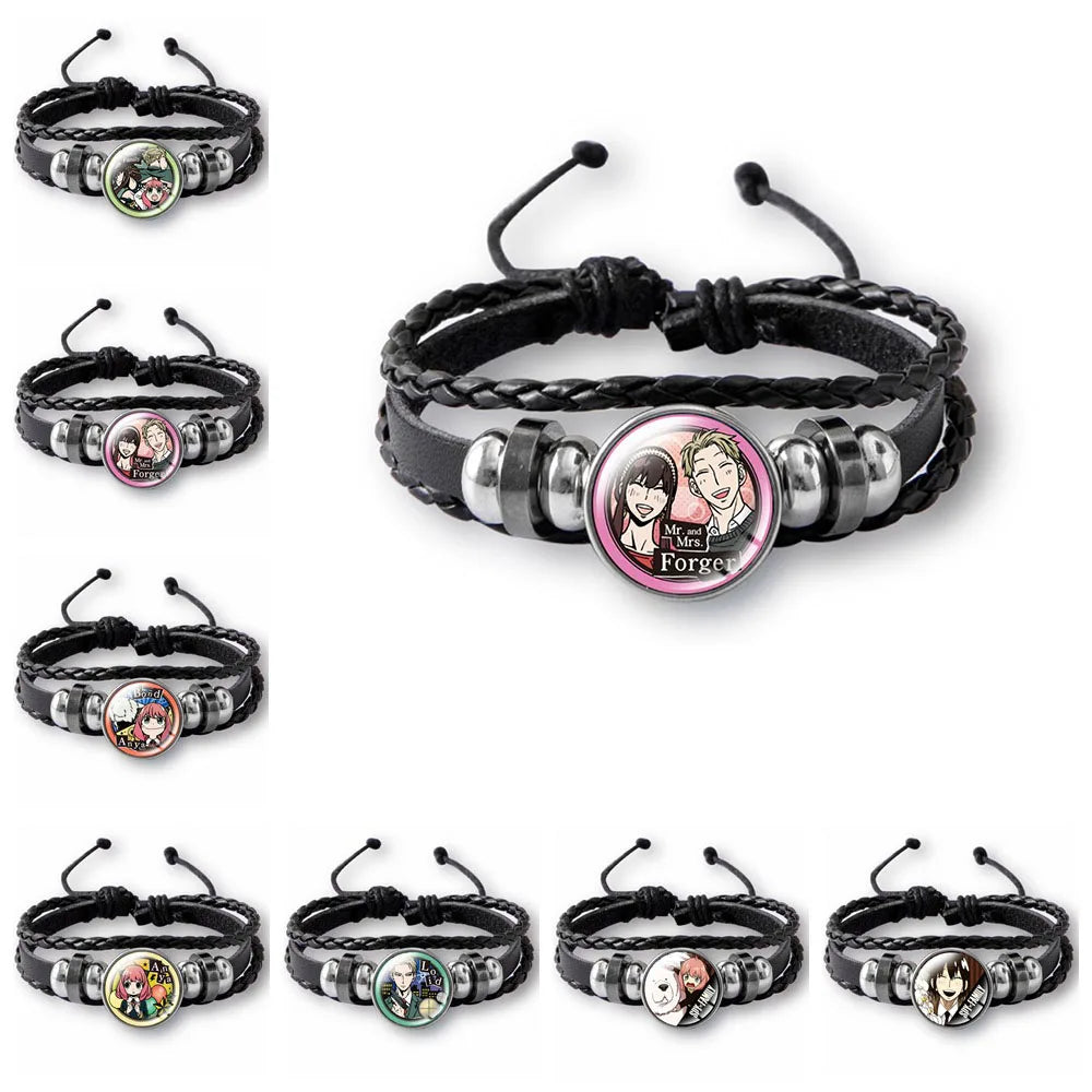 Anime Bracelet Twilight Yor Anya SPY FAMILY Time Stone Leather Braided Bracelet