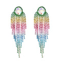 Alloy Fashion Rhinestone Colorful Tassel Earrings Women's Party Jewelry Birthday Gift