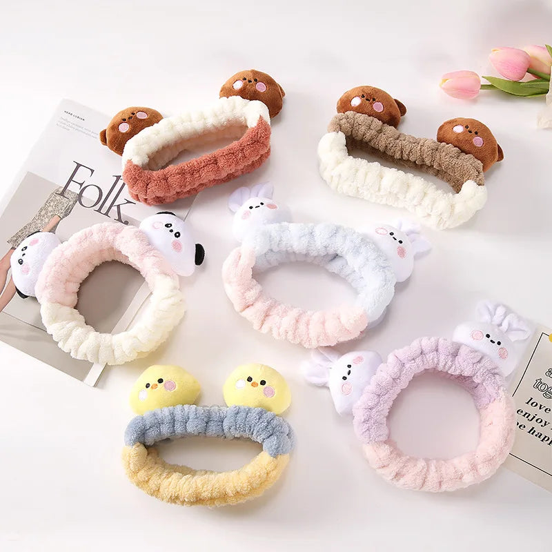 Sweet Cartoon Shape Spa Headband Custom Face Wash Microfiber Makeup Hair Band for Girls Women Elastic Spa Hairband