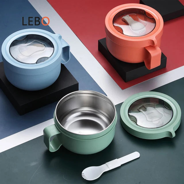 Wholesale Instant Noodle Bowl with Lid 850ML Food Storage Container and Stainless Steel Students Sealed Lunch Box