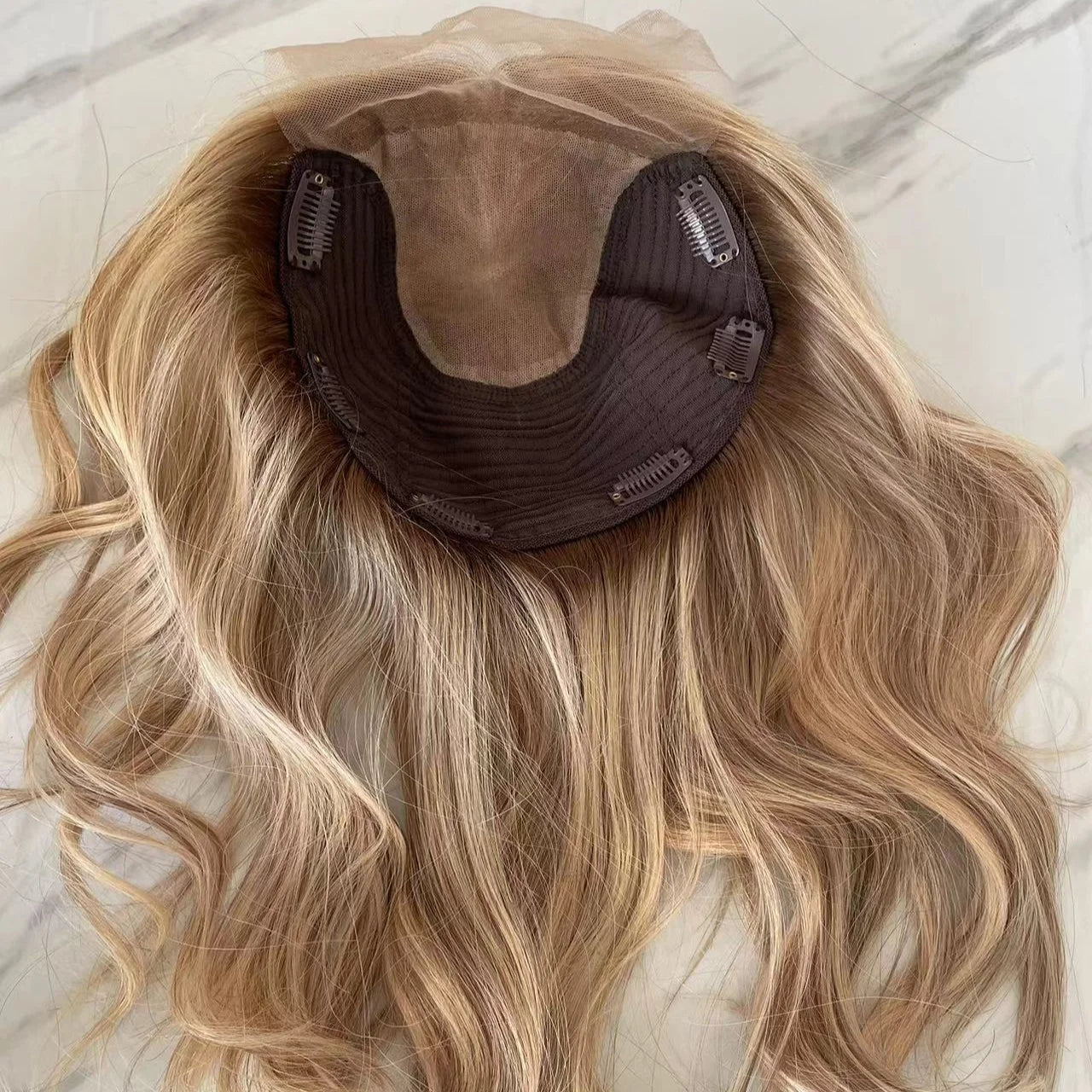 Yefinewig Stock Blonde for Highlights Remy Mongolian Human Hair Silk Lace Topper for Women