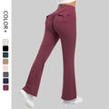 Women High Waist Yoga Flare Pants Lady Scrunch Butt Running Bell Bottom Female Tight Pocket Gym Wide Leg Trousers Leggings MegaBDM
