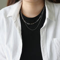 Wholesale Custom Gold Plated Stainless Steel Paperclip Link Chain Double Layer Necklace for Women