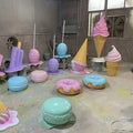Window Display Props Melting Lollipop Sculpture Fiberglass Cotton Candy Statue Decor for Sale