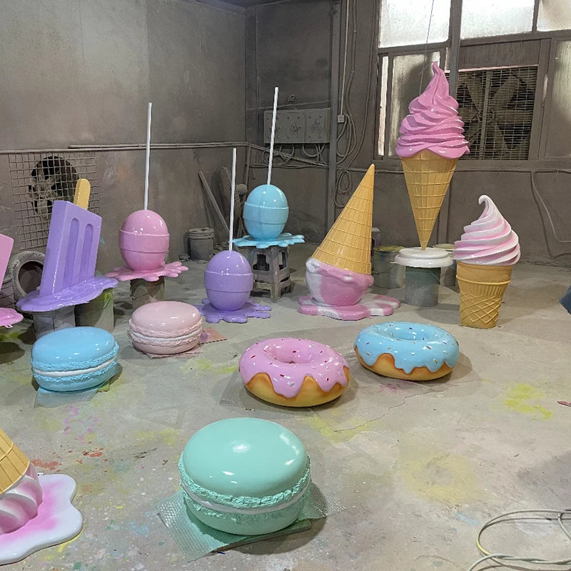 Window Display Props Melting Lollipop Sculpture Fiberglass Cotton Candy Statue Decor for Sale