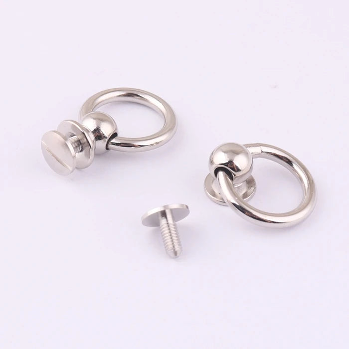 Nickle Color 7.5mm Brass Bag Screw Back Button Stud Leather Accessories Screw Stud Rivet with Welded O Ring