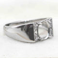 Sterling Silver 7*9mm Semi Mount Men's Ring Frame Empty Blank Claw Setting S925 Base Holder Without Center Stone for DIY Inlay