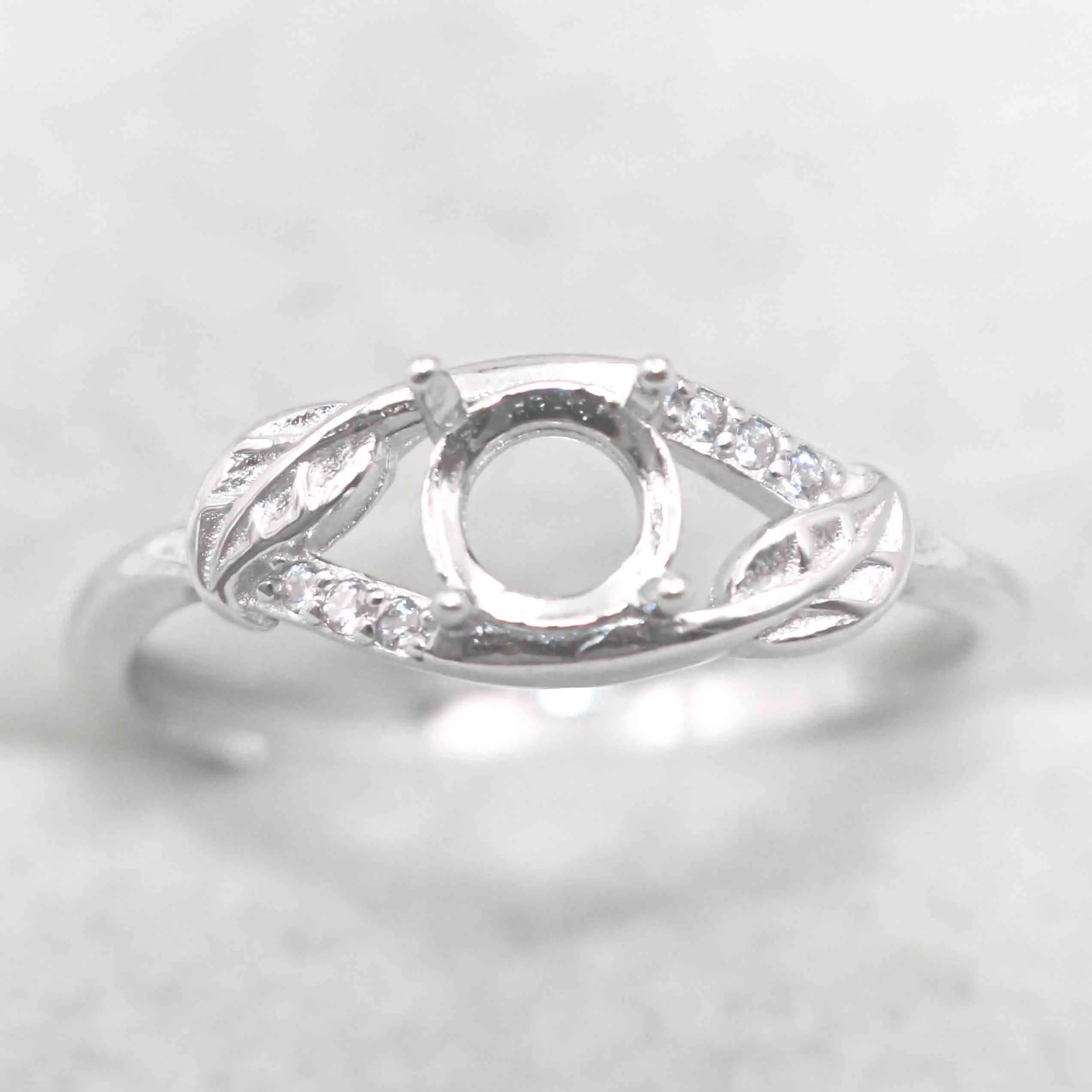 Sterling Silver 5*5mm Semi Mount Ring Empty Frame Blank Support Claw Setting S925 Base Holder Without Center Stone for DIY Inlay