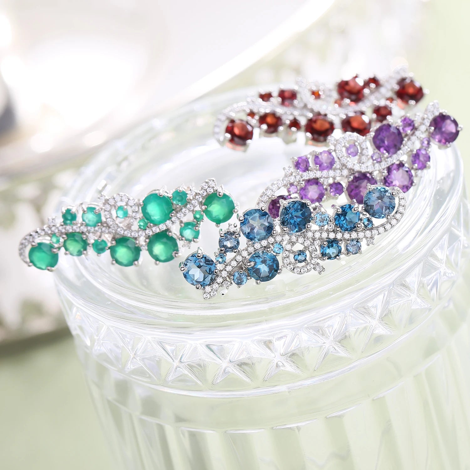 C4795 Affordable Prices Fine Jewelry China Cheap Wholesale Different Round Cut Natural Gemstone 925 Sterling Silver Brooch