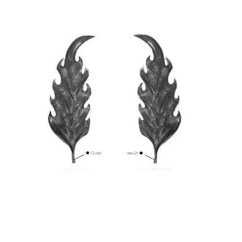 460x150mm Wrought Iron Components Elements Ornamental Wrought Iron Leaf  for Stair Porch Railing Parts Handrail Gate Fence