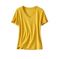2024 Women's T-Shirts 100% Cotton Custom logo Blank V-neck Tshirt