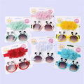 Children's Sunglasses Headband Set Cute Panda Uv Protection Eye Shade Ink Lens Set for Boys and Girls