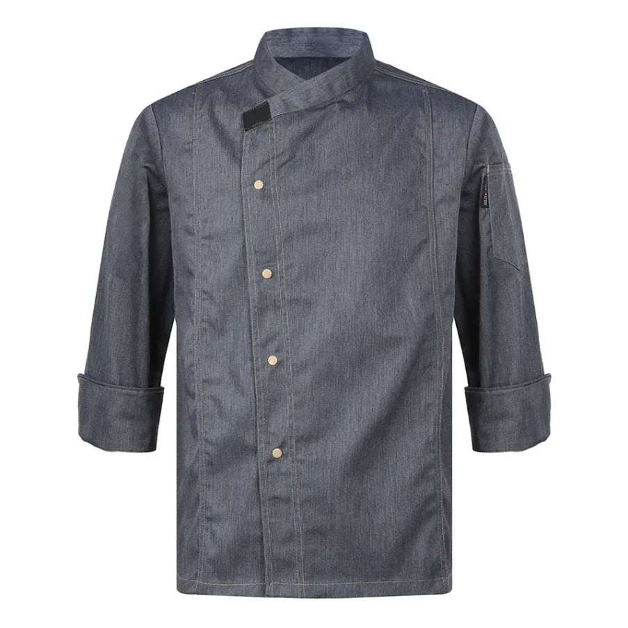 High Quality Woven Fabric Polyester Chef Jacket Uniform Restaurant Bar Use Custom Color Silk Screen Printed Unisex JIAMING Brand