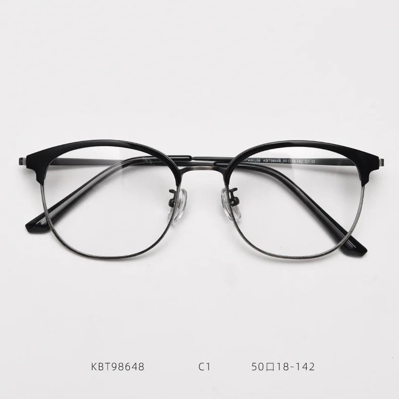 2024 New Japanese Design Ultralight Pure Titanium Glasses Frame Double Beam Men Optical Prescription Myopia Eyeglasses