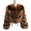 Wholesale Custom Winter Luxury Ladies Crop Top Animal Fur Coat Women's Real Raccoon Fur Jackets