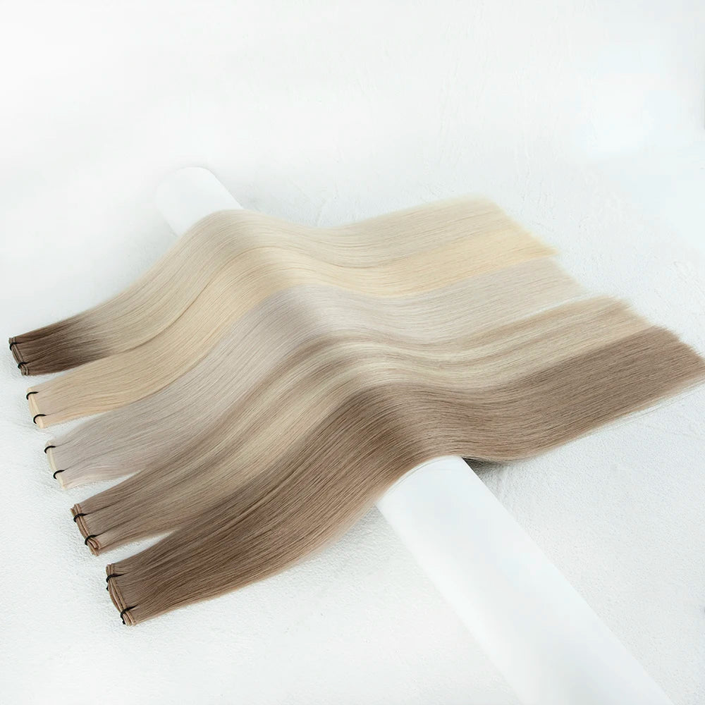 Leshine New Design Hand Tied Wefts Invisible Flat Weft Can Be Cut Human Hair Extensions Vendors Seamless Genius Weft