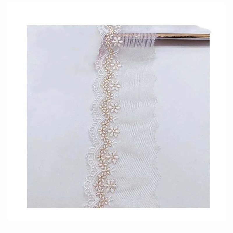 Diy Clothes Accessories Sewing Material Gold Thread Embroidery Mesh Flower Home Textile Craft Dress Edge Fabric Lace Trims