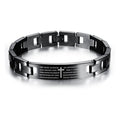 Epsilon Christian Bible Verse Cross Stainless Steel Titanium Steel Leather Men Bracelet