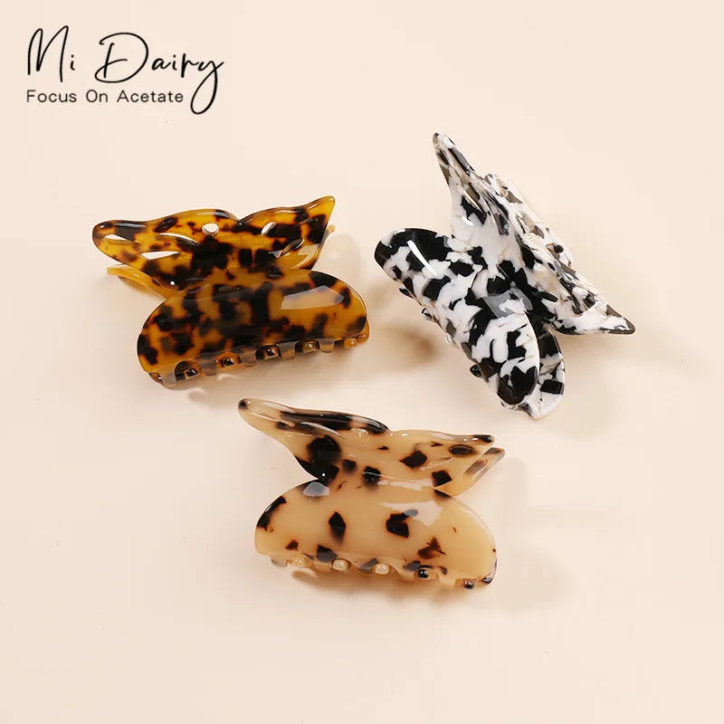 MiDairy 7cm Acetate Hollow Out butterfly Hair Claws Clips for Women Girls 220242