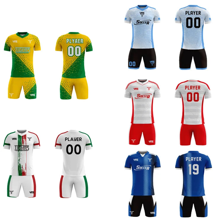 Wholesale Printed Breathable Soccer Jerseys OEM ODM Service High Quality Durable Team Uniforms 100% Polyester Customizable Team