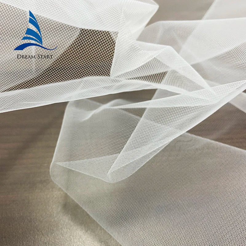 120" White 100% Nylon Tulle Fabric for Bridal Veil & Girls Dresses Soft Breathable Lightweight Shrink-Resistant in Stock