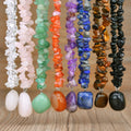 Bohemian Natural Gravel Gemstone Beaded Necklace with Chakra Tumble Stone Pendant for Energy Yoga Summer Party Jewelry Gifts