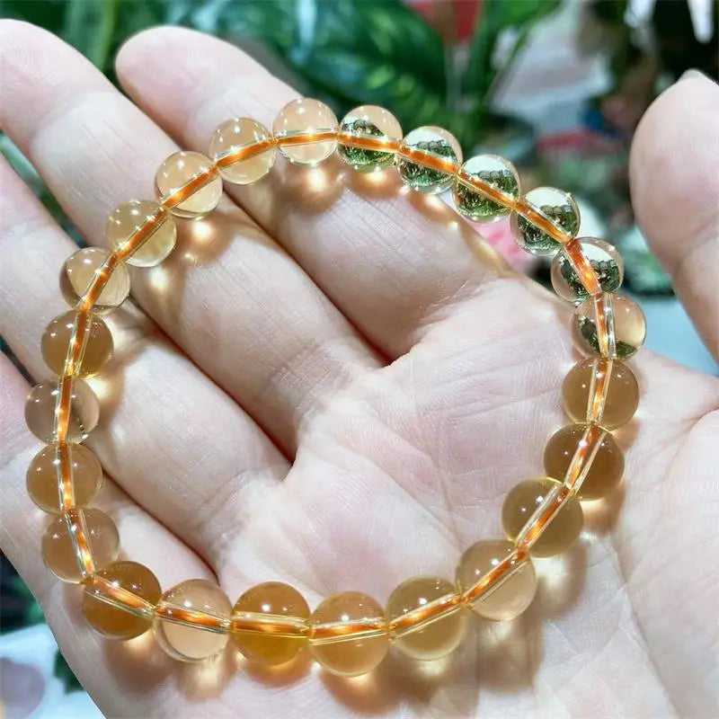 8mm Donghai Natural Gemstone Citrine Crystal Quartz Loose Round Bead Bracelets for Gifts